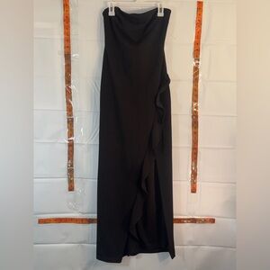 Strapless Black Ruffle Column Dress by Lulus XS